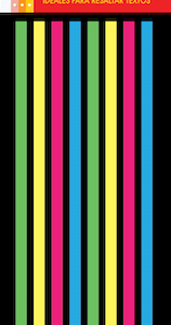 SOBRE C/120 TIRAS RESALTADORAS AUTOADHESIVAS REMOVIBLES OMEGA, 5x140MM., EN 4 COLORES TRANSLÚCIDOS