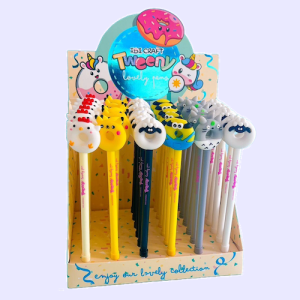 EXHIBIDOR C/36 BOLÍGRAFOS IBI CRAFT TWEENY "CUTE DONUT", TINTA GEL AZUL BORRABLE, 0.5 mm