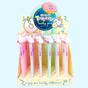 EXHIBIDOR C/36 BOLÍGRAFOS IBI CRAFT TWEENY "UNICORN", TINTA GEL AZUL BORRABLE, 0.5 mm