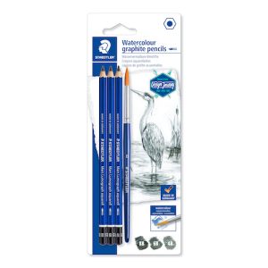 BLISTER C/3 LÁPICES STAEDTLER LUMOGRAPH AQUARELL + 1 PÍNCEL #8