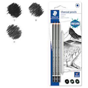 BLÍSTER C/3 LÁPICES STAEDTLER LUMOGRAPH CHARCOAL DE CARBONILLA Y DIFUMINO