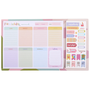 PLANIFICADOR SEMANAL IBI CRAFT, 52 HOJAS (166x210mm)+12 HOJAS (70x165mm) STICKERS
