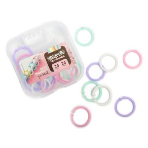 ESTUCHE C/24 AROS PLÁSTICOS DE ENCUADERNACIÓN 24mm, IBI CRAFT - 4 COLORES PASTEL SURTIDOS