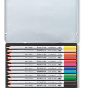 ESTUCHE DE METAL DE 12 LÁPICES DE COLORES STAEDTLER KARAT AQUARELL