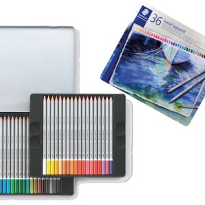 ESTUCHE DE METAL DE 36 LÁPICES DE COLORES STAEDTLER KARAT AQUARELL