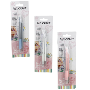 BLÍSTER CON CORTANTE DE PRECISIÓN RETRÁCTIL IBI CRAFT, SOFT GRIP, INCLUYE HOJA ADICIONAL DE REPUESTO