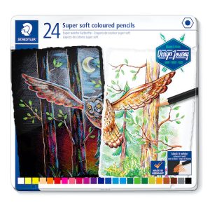 ESTUCHE DE METAL C/24 LÁPICES DE COLORES STAEDTLER SUPER SOFT