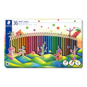ESTUCHE DE METAL C/36 LÁPICES DE COLORES STAEDTLER NORIS COLOUR EN WOPEX