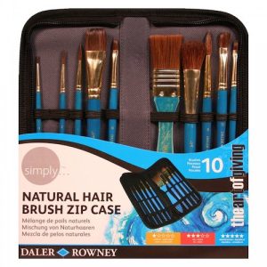 ESTUCHE DE 10 PINCELES DALER ROWNEY "SIMPLY - NATURAL HAIR", ACUARELA, CABO CORTO