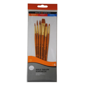 SET DE 7 PINCELES DALER ROWNEY "SIMPLY - GOLD TAKLON", SINTÉTICOS, CABO CORTO