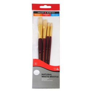 SET DE 4 PINCELES DALER ROWNEY "SIMPLY - WHITE BRISTLE", NATURALES, CABO CORTO