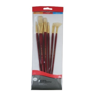 SET DE 6 PINCELES DALER ROWNEY "SIMPLY - WHITE BRISTLE", NATURALES, CABO CORTO