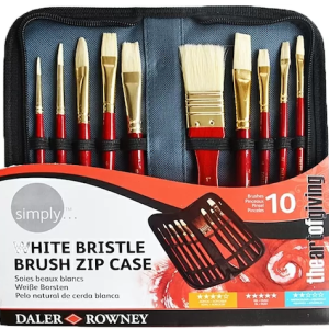 ESTUCHE DE 10 PINCELES DALER ROWNEY "SIMPLY - WHITE BRISTLE ", NATURALES, CABO CORTO