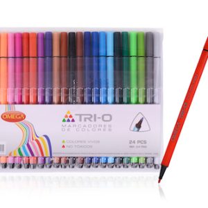 ESTUCHE CON 24 MARCADORES OMEGA TRI-O TRAZO FINO