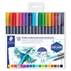 ESTUCHE C/18 MARCADORES STAEDTLER BRUSH DOBLE PUNTA - ACUARELABLES