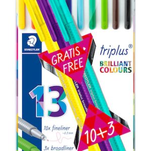 ESTUCHE C/10 MARCADORES STAEDTLER TRIPLUS FINELINER 0.3MM + 3 0.8 MM GRATIS