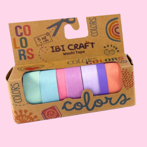WASHI TAPE IBI CRAFT, PACK (15MMx5MTS. x 5 UN.) + (8MMx5MTS. x 2 UN.), EN TONOS PASTEL