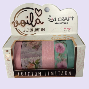 WASHI TAPE IBI CRAFT, 8/15/25MMx4MTS., PACK x 5 UNIDADES, SERIE ROSAS