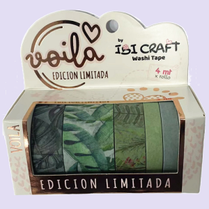 WASHI TAPE IBI CRAFT, 8/15/25MMx4MTS., PACK x 5 UNIDADES, SERIE HOJAS