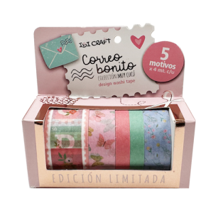 WASHI TAPE IBI CRAFT, 8/15/25MMx4MTS., PACK x 5 UNIDADES, CORREO BONITO - COLEC. "MUY CUCÚ"