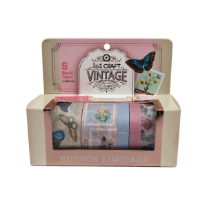 WASHI TAPE IBI CRAFT, 8/15/25MMx4MTS., PACK x 5 UNIDADES,COLEC. MUY CUCÚ - "VINTAGE"
