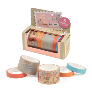 WASHI TAPE IBI CRAFT, PACK (25MMx4MTS. x 2 UN.) + (8MMx4MTS. x 3 UN.), SERIE TRAVEL