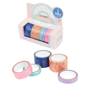 WASHI TAPE IBI CRAFT, 8/15/25MMx4MTS., PACK x 5 UNIDADES, SERIE "ZODIAC"