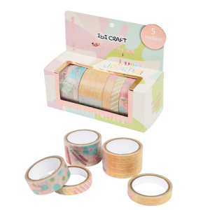 WASHI TAPE IBI CRAFT, 8/15/25MMx4MTS., PACK x 5 UNIDADES, SERIE "BULLET JOURNAL"