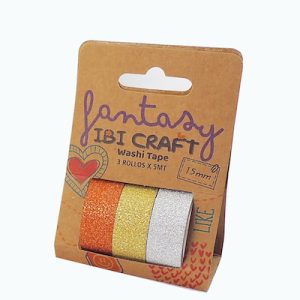 WASHI TAPE IBI CRAFT, 15MMx5MTS., PACK x 3 UNIDADES, TONOS BRILLANTINA