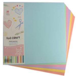 PACK C/36 HOJAS DE PAPELES ESPECIALES IBI CRAFT, 30x30CMS, 180GRS, 6 COLORES PASTEL