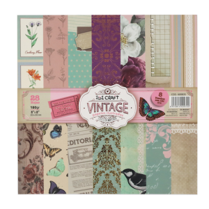 BLOC CON 28 HOJAS DE PAPELES ILUSTRADOS IBI CRAFT,20,3x20,3CMS,180GRS,14 DISEÑOS,MUY CUCÚ -"VINTAGE"