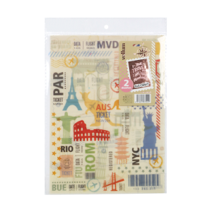 SOBRE C/2 H.DE PAPEL VEGETAL ILUSTRADO IBI CRAFT, 15x20CMS, 96GRS, SERIE TRAVEL