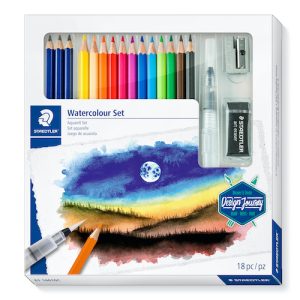 SET STAEDTLER LUMOGRAPH AQUARELL (15 LÁPICES, PINCEL C/DEP. DE AGUA, GOMA Y SACAPUNTAS)