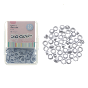 CAJA C/50 OJALILLOS METÁLICOS IBI CRAFT, DIAM. 4,5mm, BLANCOS