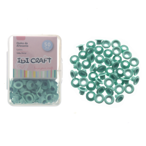 CAJA C/50 OJALILLOS METÁLICOS IBI CRAFT, DIAM. 4,5mm, VERDE MENTA