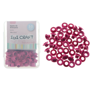 CAJA C/50 OJALILLOS METÁLICOS IBI CRAFT, DIAM. 4,5mm, ROJO ROSA