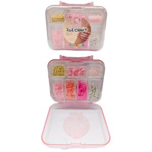 SET PARA CONFECCIÓN DE BIJOUTERIE IBI CRAFT, +450 PIEZAS, MALETÍN ROSADO