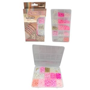 SET PARA CONFECCIÓN DE BIJOUTERIE IBI CRAFT, +700 PIEZAS, TONOS ROSADO