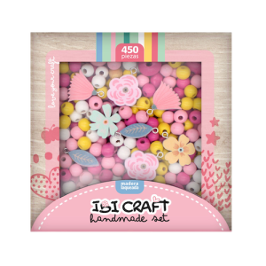 SET DE CUENTAS DE MADERA P/COLLARES IBI CRAFT, SERIE "CORAZONES", 450 PIEZAS