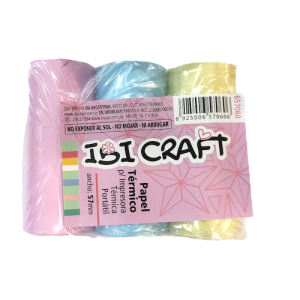 PACK CON 3 ROLLOS DE PAPEL TÉRMICO DE 57MM*4,5MTS, TRES COLORES SURTIDOS