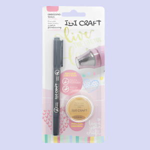 BLÍSTER C/MARCADOR DOBLE PUNTA DE TINTA PARA GRABADO EN RELIEVE Y FRASCO DE POLVO (5GRS)., ORO