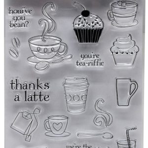 SET DE SELLOS SILICONADOS CRISTAL P/BASE ACRÍLICA IBI CRAFT, 18 PIEZAS SERIE "COFFEE"