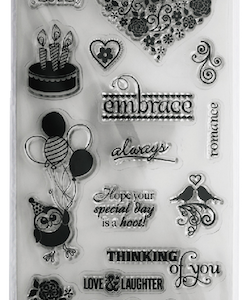 SET DE SELLOS SILICONADOS CRISTAL P/BASE ACRÍLICA IBI CRAFT, 16 PIEZAS SERIE "AMOR"