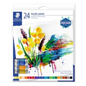 CAJA CON 24 TUBOS DE PINTURA ACRÍLICA STAEDTLER DE 12ML