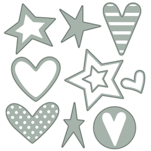 TROQUEL DE CORTE, FORMA ESTRELLAS&CORAZONES P/MÁQ. TROQUELADORA DE 6"