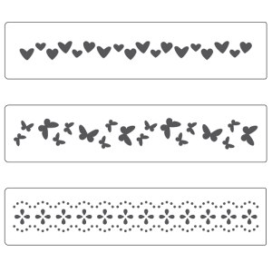 MATRIZ DE RELIEVE, TRAMA SET CORAZONES2+MARIPOSAS+CINTAS P/MÁQ. TROQUELADORA DE 3" Y 6"
