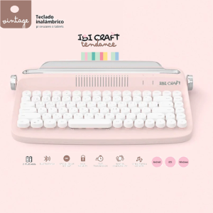 TECLADO BLUETOOTH IBI CRAFT TENDANCE "VINTAGE", ROSA