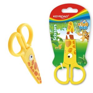 TIJERA PLÁSTICA ESCOLAR DE 13 cm KEYROAD. DISEÑO JIRAFA