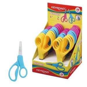EXHIBIDOR CON 20 TIJERAS ESCOLARES 13 cm KEYROAD