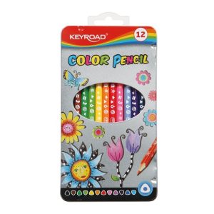 LÁPICES 12 COLORES KEYROAD ESTUCHE DE METAL
